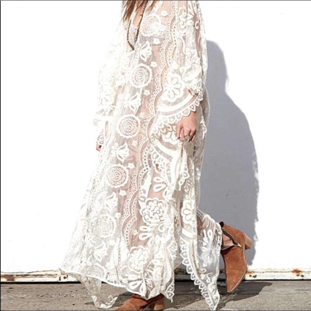 Lace cover up house dress lounge vacation wear